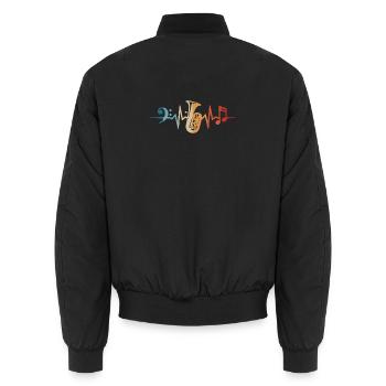Tuba Herzschlag Tubist Orchester Musiker - Unisex Bomberjacke - Schwarz - Hinten - AI Model Male 185 light (185cm)