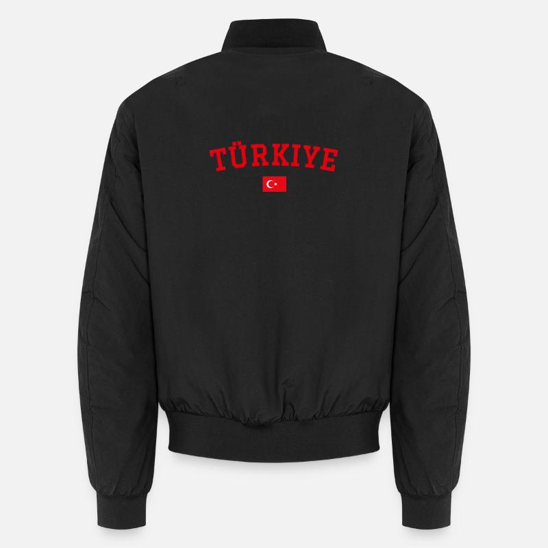 Turkey Flag Design Red - Unisex Bomber Jacket - black