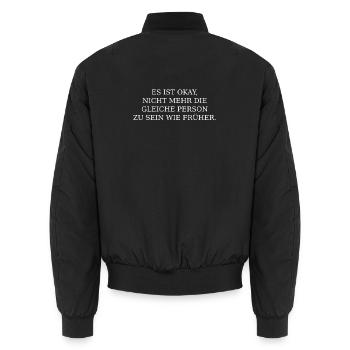 Du bist nicht mehr die gleiche Person. - Unisex Bomberjacke - Schwarz - Hinten - AI Model Male 185 light (185cm)