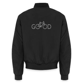 Bicycle Wheel Saying Gift - Unisex Bomber Jacket - black - Back - AI Model Male 185 light (185cm)