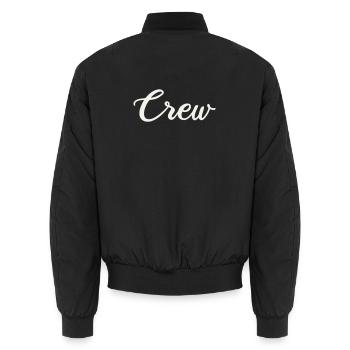 Crew Schriftzug  - Unisex Bomberjacke - Schwarz - Hinten - AI Model Male 185 light (185cm)