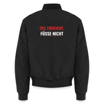 Marathon Geschenkshirt – Ziel erreicht, Füße nicht - Unisex Bomberjacke - Schwarz - Hinten - AI Model Male 185 light (185cm)