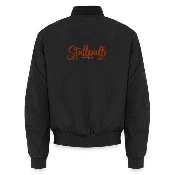 Stallpulli - Pferd - Reiterin - Stall - Pullover - Unisex Bomberjacke - Schwarz - Hinten - AI Model Male 185 light (185cm)