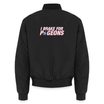 I brake for pigeons - Unisex Bomber Jacket - black - Back - AI Model Male 185 light (185cm)