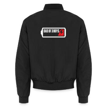 Dad Of 3 Boys - Unisex Bomber Jacket - black - Back - AI Model Male 185 light (185cm)