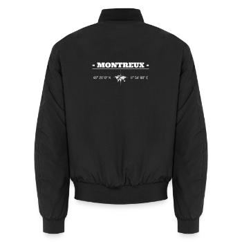 Koordinaten Montreux - Unisex Bomberjacke - Schwarz - Hinten - AI Model Male 185 light (185cm)