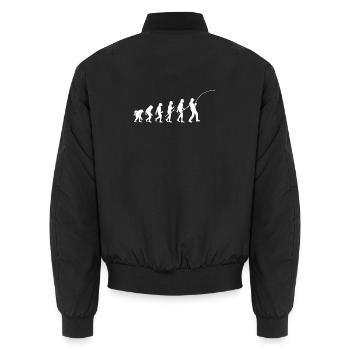 Evolution Angler Silhouette - Unisex Bomberjacke - Schwarz - Hinten - AI Model Male 185 light (185cm)