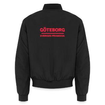 Farbenfrohe Skyline der Stadt Göteborg - Unisex Bomberjacke - Schwarz - Hinten - AI Model Male 185 light (185cm)