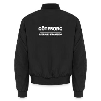 Abstract Gothenburg Art Print for T Shirt - Unisex Bomber Jacket - black - Back - AI Model Male 185 light (185cm)