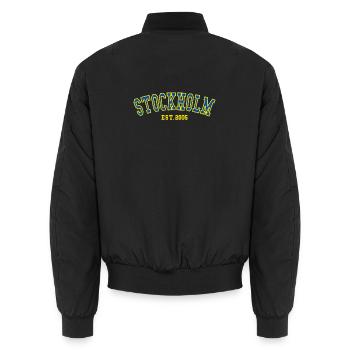 Stockholm Est.2005 - Unisex Bomber Jacket - black - Back - AI Model Male 185 light (185cm)