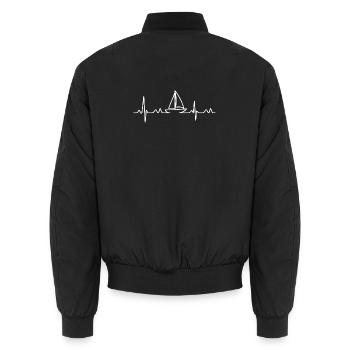 Herzschlag Segelboot Silhouette - Unisex Bomberjacke - Schwarz - Hinten - AI Model Male 185 light (185cm)