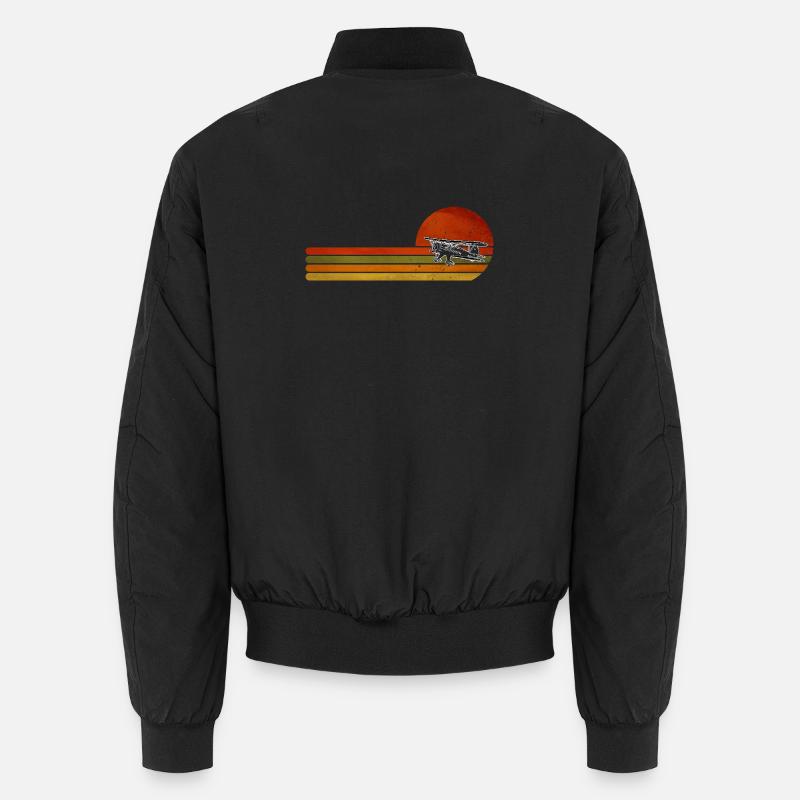 Retro Flugzeug Sunset Stripes - Unisex Bomberjacke - Schwarz