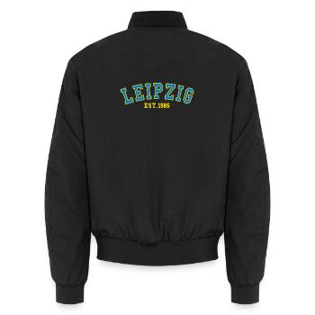 Leipzig gegründet 1986 - Unisex Bomberjacke - Schwarz - Hinten - AI Model Male 185 light (185cm)