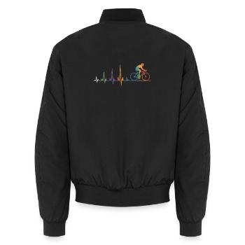  Fahrradfahrer Herzschlag EKG Bunter Rennradfahrer - Unisex Bomberjacke - Schwarz - Hinten - AI Model Male 185 light (185cm)