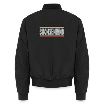 SACHSENKIND Heimatstolz Sachsen Spruch - Unisex Bomberjacke - Schwarz - Hinten - AI Model Male 185 light (185cm)