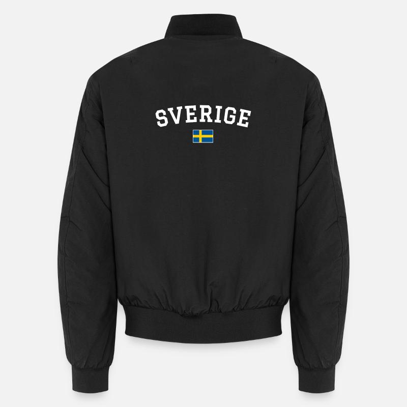 Sweden Flag Design White - Unisex Bomber Jacket - black
