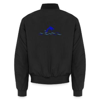 Orca springt über Wellen  - Unisex Bomberjacke - Schwarz - Hinten - AI Model Male 185 light (185cm)