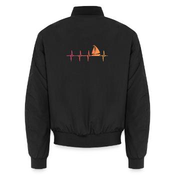 Sunset Sailing Boat Heartbeat Sail - Unisex Bomberjacke - Schwarz - Hinten - AI Model Male 185 light (185cm)