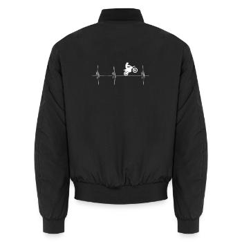 Heartbeat Motocross Motorcycle - Unisex Bomber Jacket - black - Back - AI Model Male 185 light (185cm)