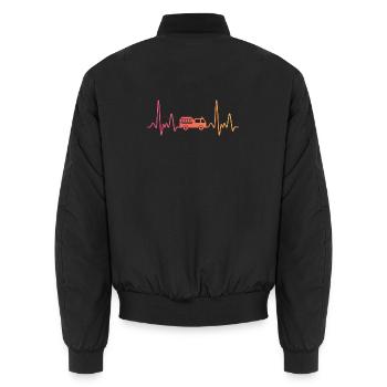 Fire Truck Sunset Heartbeat Pumped - Unisex Bomber Jacket - black - Back - AI Model Male 185 light (185cm)