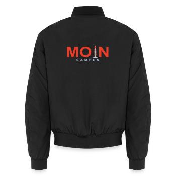 Moin Campen, Krummhörn, Nordseeküste, Deutschland - Unisex Bomberjacke - Schwarz - Hinten - AI Model Male 185 light (185cm)
