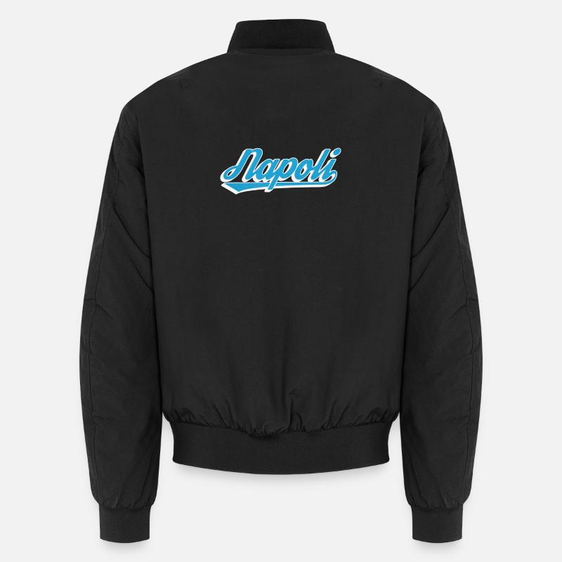 Napoli Retro Script Blue - Unisex Bomber Jacket - black