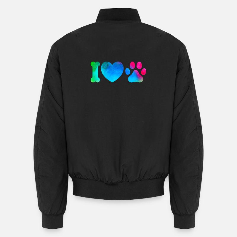Bunte Pfotenliebe Wasserfarben - Unisex Bomberjacke - Schwarz