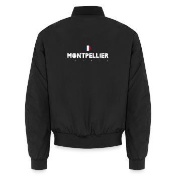 Mot-parole de la ville Montpellier France - Bomber unisexe - noir - Dos - AI Model Male 185 light (185cm)