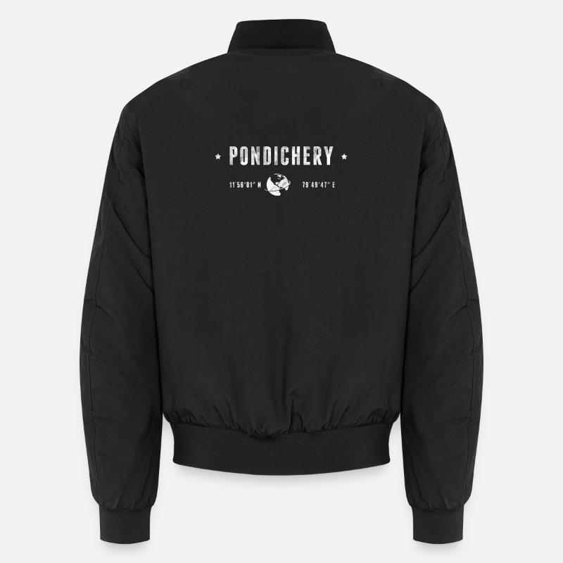PONDICHERRY Stylized geographical coordinates Unisex Bomber Jacket