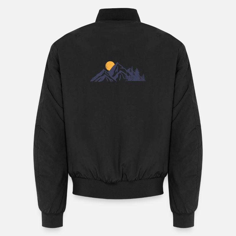 Mountain Sunset Nature Illustration Unisex Bomber Jacket