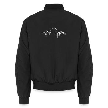 Moonlit Mountain Forest Silhouette - Unisex Bomber Jacket - black - Back - AI Model Male 185 light (185cm)