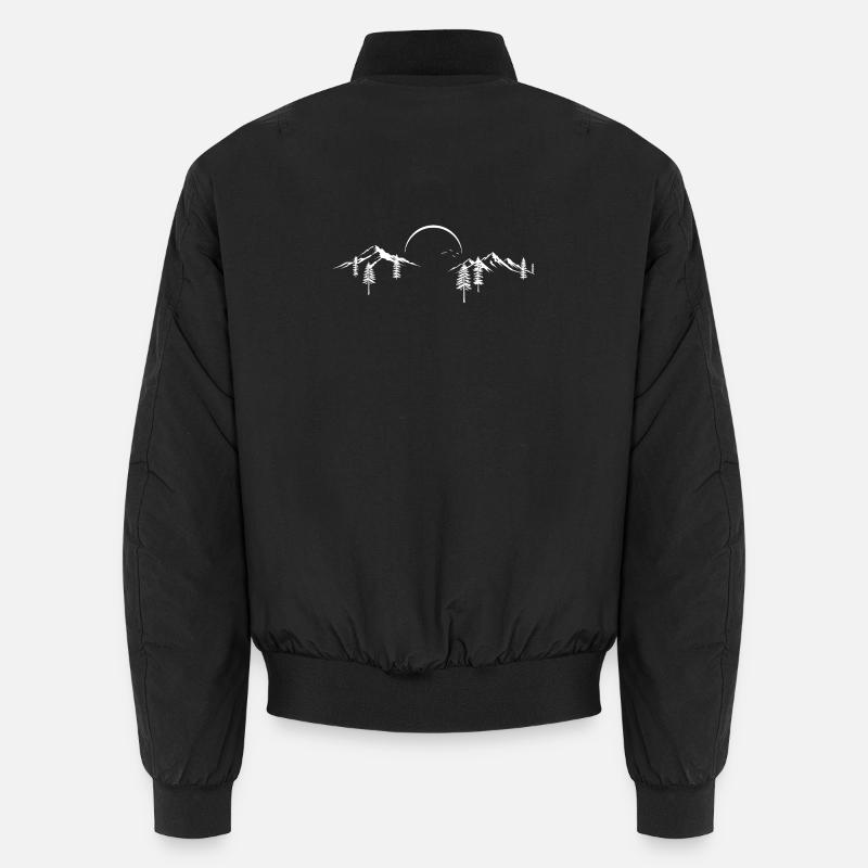Moonlit Mountain Forest Silhouette - Unisex Bomber Jacket - black