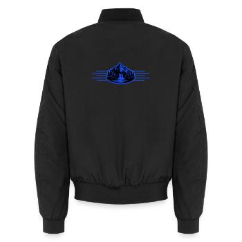 Berge Landschaft Wald Wasserfall - Unisex Bomberjacke - Schwarz - Hinten - AI Model Male 185 light (185cm)