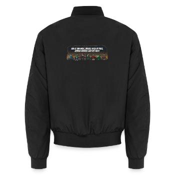 boeren_tshirt_new_landscape_NL - Unisex Bomber Jacket - black - Back - AI Model Male 185 light (185cm)