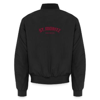 St. Moritz - Suisse - Schweiz - Swiss - Unisex Bomberjacke - Schwarz - Hinten - AI Model Male 185 light (185cm)