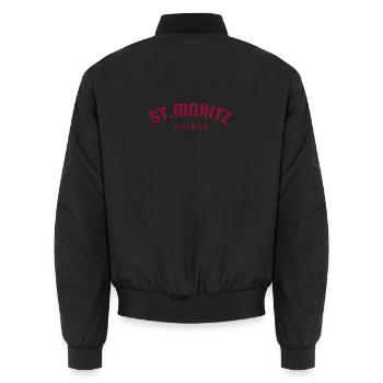 St. Moritz - Suisse - Schweiz - Swiss - Unisex Bomberjacke - Schwarz - Hinten - AI Model Male 185 light (185cm)
