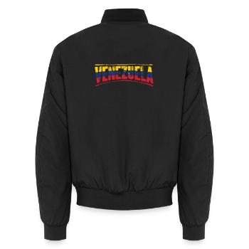 Venezuela in Tricolor Font - Unisex Bomber Jacket - black - Back - AI Model Male 185 light (185cm)