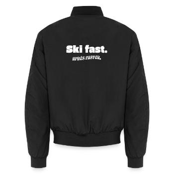 Skiing - Après-Ski - Unisex Bomber Jacket - black - Back - AI Model Male 185 light (185cm)