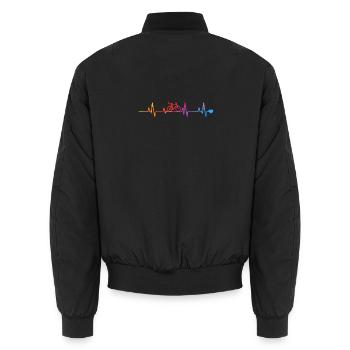 Regenbogen Fahrrad Pulslinien - Unisex Bomberjacke - Schwarz - Hinten - AI Model Male 185 light (185cm)