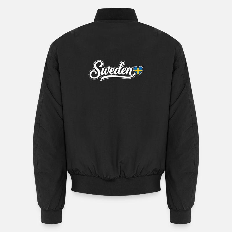 Schwedisches Skript mit Flaggenherz Fächer Patriotisch Unisex Bomberjacke