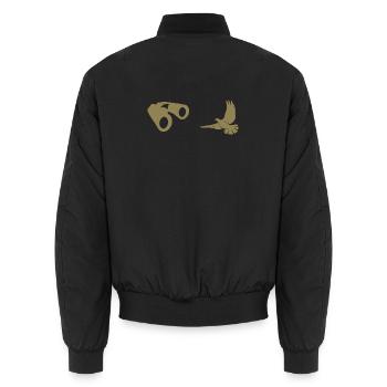 Minimalist Bird Watching Silhouette - Unisex Bomber Jacket - black - Back - AI Model Male 185 light (185cm)