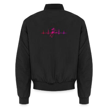 Pickleball Amateur Gift Idea for Birthday - Unisex Bomber Jacket - black - Back - AI Model Male 185 light (185cm)