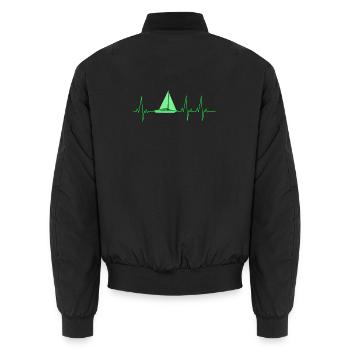 Sailboat Heartbeat Sailing Sailing - Unisex Bomber Jacket - black - Back - AI Model Male 185 light (185cm)