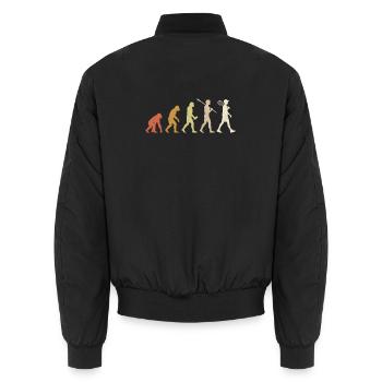 Tennis Evolution - Minimalist Tennis Player Gift - Unisex Bomber Jacket - black - Back - AI Model Male 185 light (185cm)