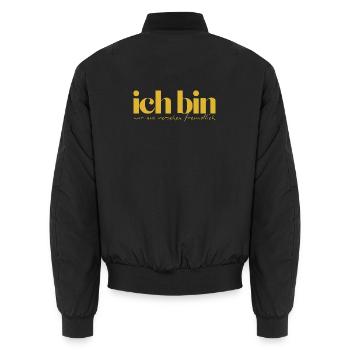 Ich bin nur aus Versehen freundlich - Unisex Bomberjacke - Schwarz - Hinten - AI Model Male 185 light (185cm)