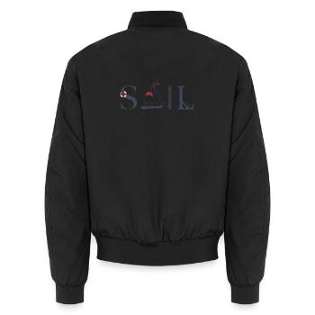 SAIL – Maritimes Typografie Design - Unisex Bomberjacke - Schwarz - Hinten - AI Model Male 185 light (185cm)