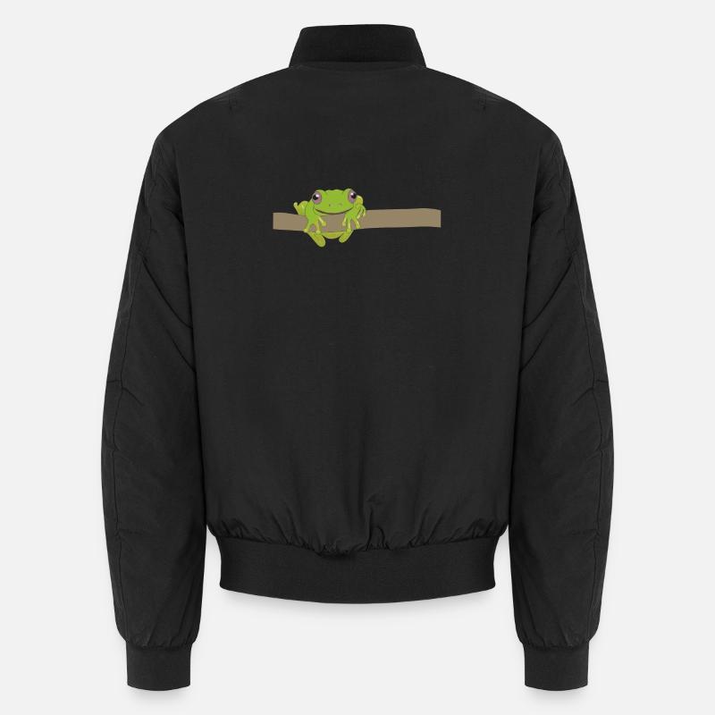 Green frog on a branch Unisex Bomber Jacket