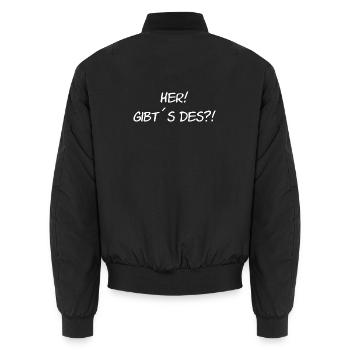 unisex sprüche pfälzisch, her, gibt’s des - Unisex Bomberjacke - Schwarz - Hinten - AI Model Male 185 light (185cm)