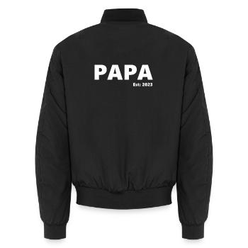 Endlich Vater - Geburt u.stolzer Vater 2023 - Papa - Unisex Bomberjacke - Schwarz - Hinten - AI Model Male 185 light (185cm)