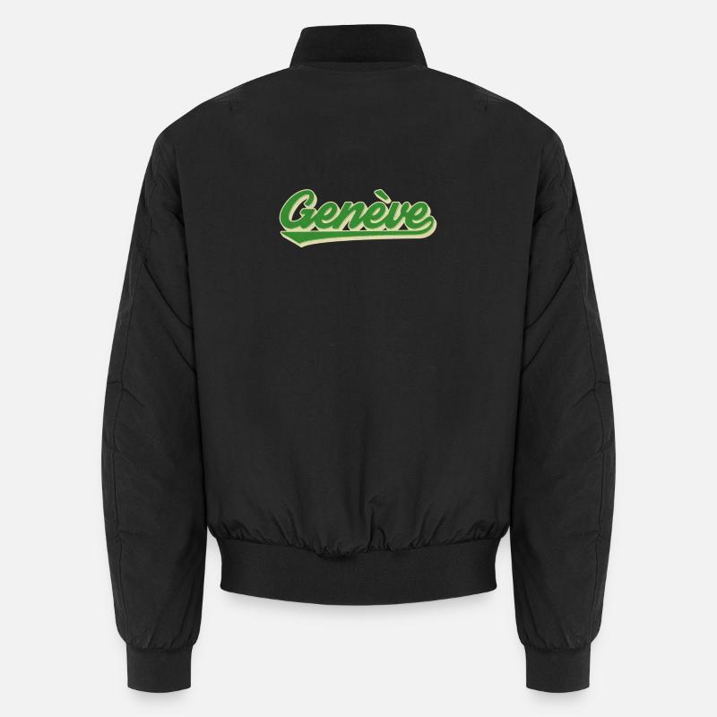 Retro Geneva (Genève) lettering - Unisex Bomber Jacket - black